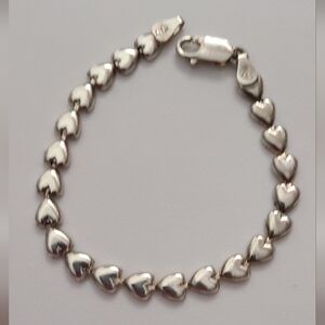925 Vintage Hearts Bracelet SA Italy BEAUTIFUL vtg Estate Jewelry Valentines